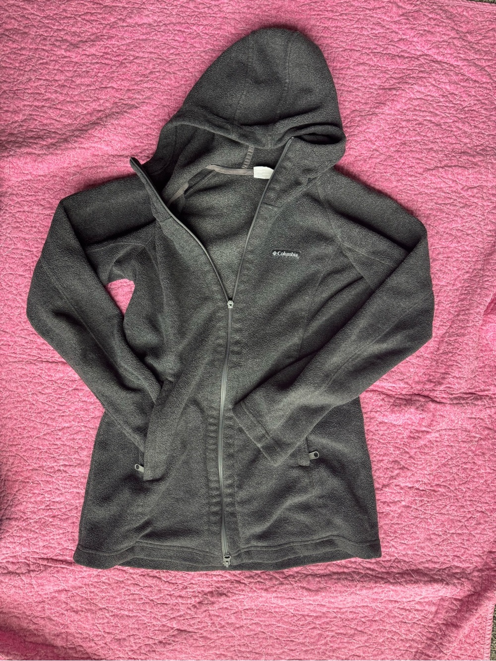 Columbia women's Gray Fleece Hooded Full Zip Hoodie Logo Size S